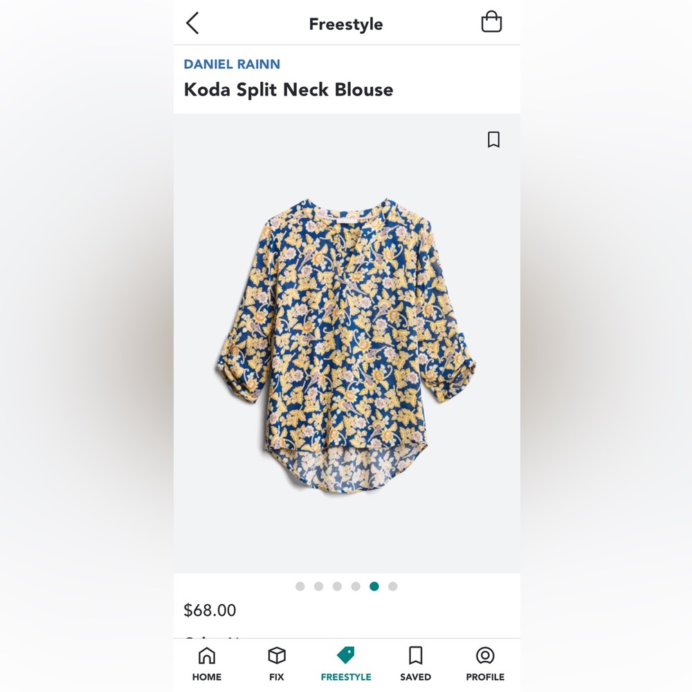 Daniel Rainn Stitch Fix navy and floral Koda Split neck top